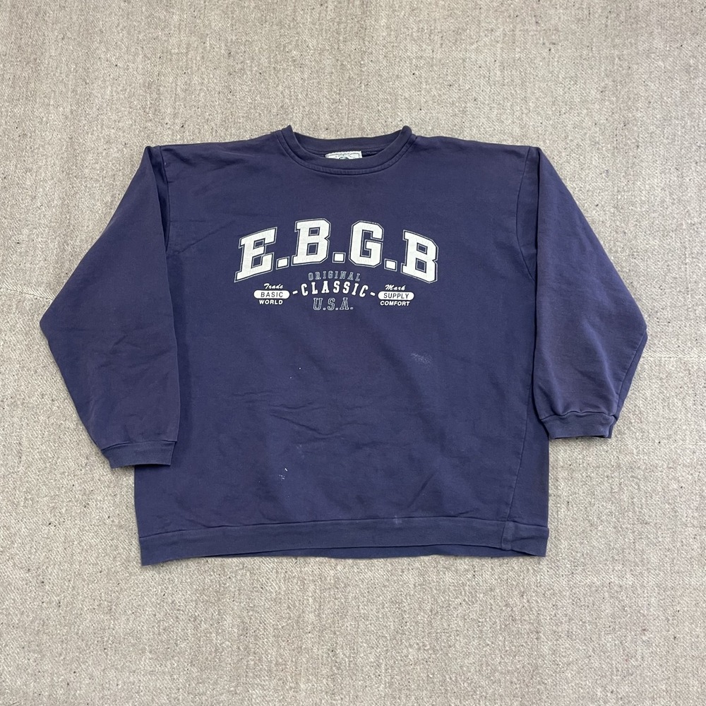 Vintage Graphic Pullover Sweatshirt Men Large Blue 1990s EBGB